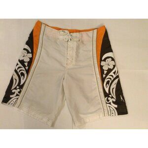 SPEEDO MEN'S BOARD SHORTS SWIM TRUNKS SIZE 36 WHITE HAWAIIAN FLORAL
